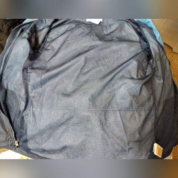 Columbia Tie dye Rain Jacket, Women, Pockets, hood, ZipUp, Black/ Blue, L - Picture 9 of 14